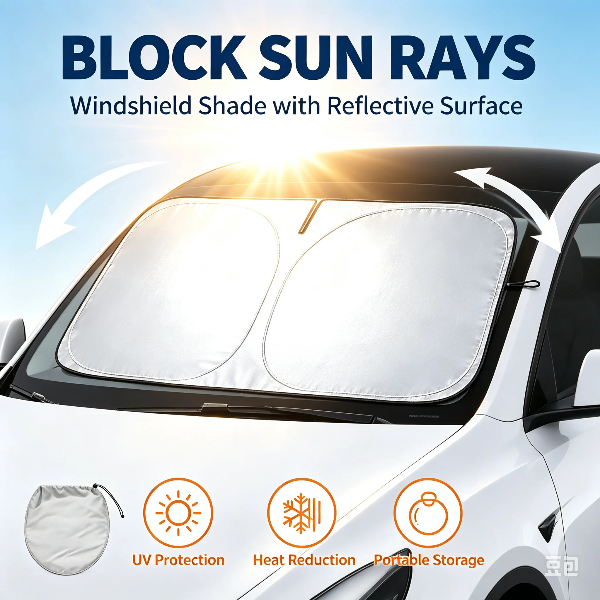 Windshield Sun Shade - Autozonnescherm voorruitzonnescherm Warmte-isolatie Zomerkoeling Auto-accessoires Fysieke
