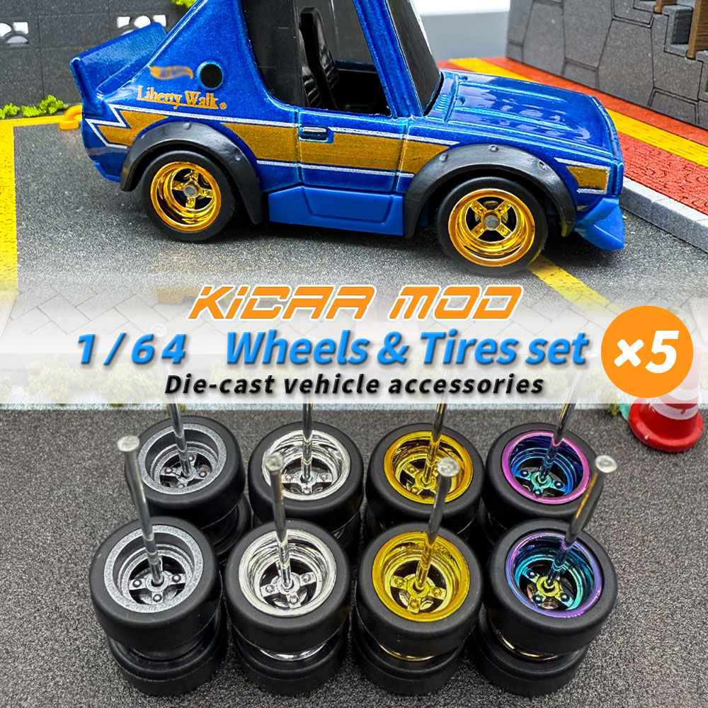Car Accessories Company - 1/64 Model Afneembare Wielen Rubberen Slickbanden